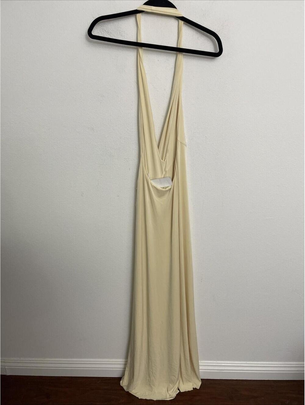 Natalie Rolt Winona Gown  lemon High side slit size S NWT $580msrp - Picture 3 of 8